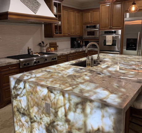 Granite Countertop with backlight in Kitchen